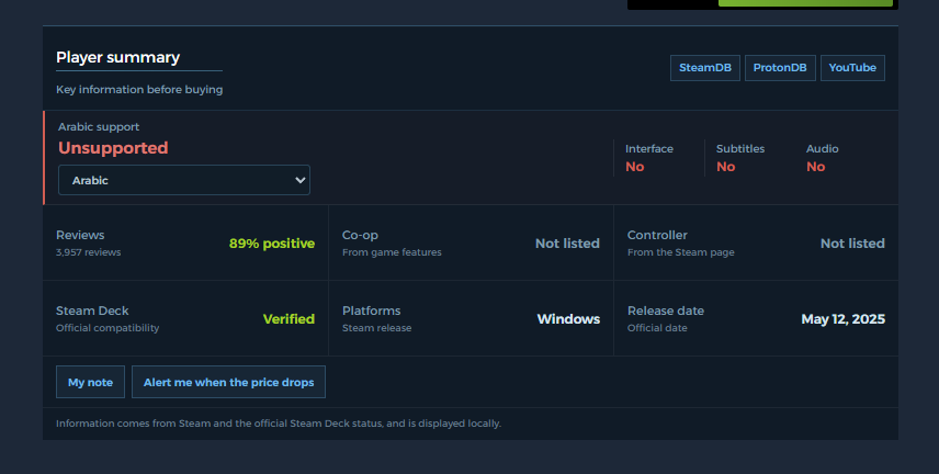 Hawelha Player Summary with a preferred game language selector