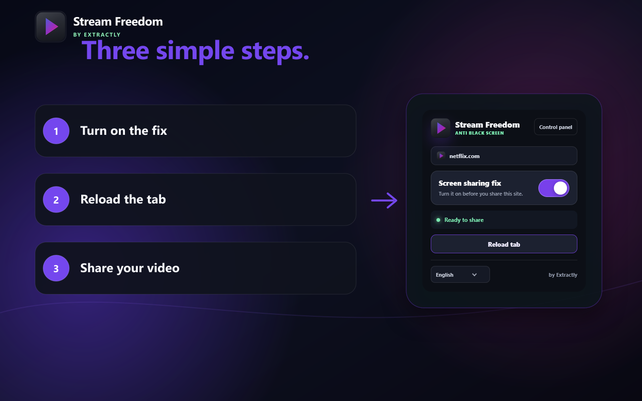 Turn it on, reload, then share